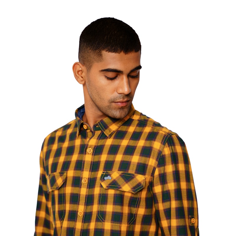 로얄 체크 옐로우 셔츠 -2